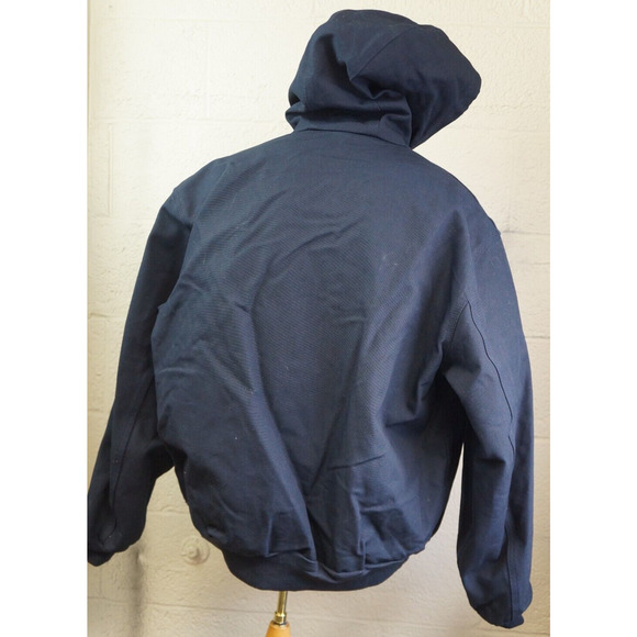 Carhartt Men's Navy Hooded Zip-up Jacket Helmets to Hardhats RN#14806 size L - Picture 5 of 11
